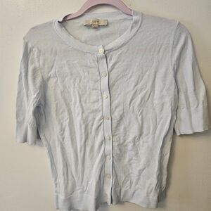 Loft NWOT Light Blue Button-Up Short Sleeve Cardigan